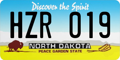 ND license plate HZR019