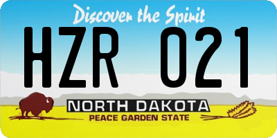 ND license plate HZR021