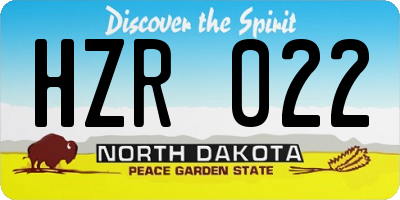 ND license plate HZR022