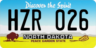 ND license plate HZR026