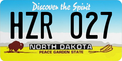 ND license plate HZR027
