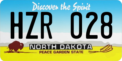 ND license plate HZR028