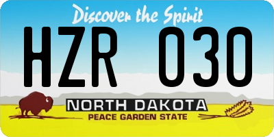 ND license plate HZR030