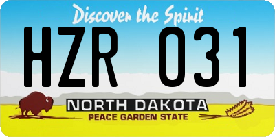 ND license plate HZR031