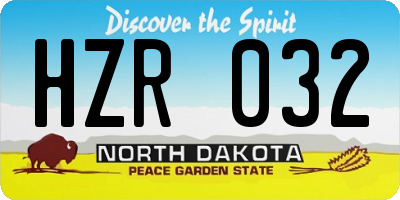 ND license plate HZR032