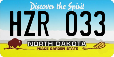 ND license plate HZR033