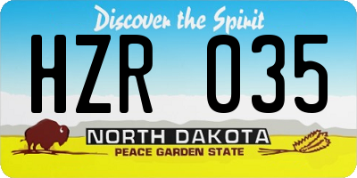 ND license plate HZR035