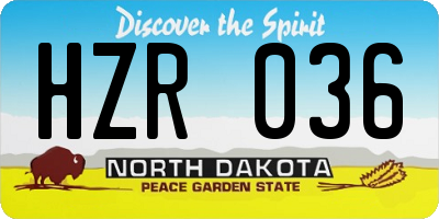 ND license plate HZR036