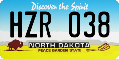 ND license plate HZR038