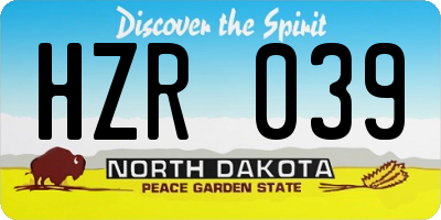 ND license plate HZR039