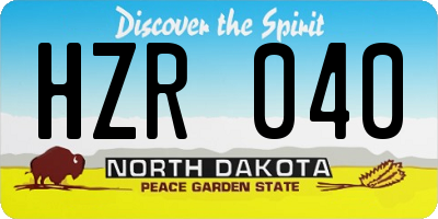 ND license plate HZR040