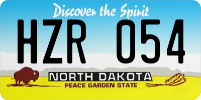 ND license plate HZR054