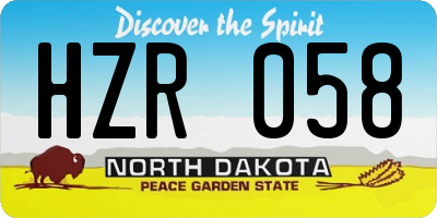 ND license plate HZR058