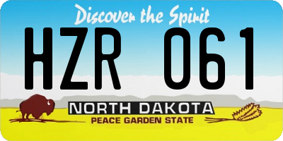 ND license plate HZR061