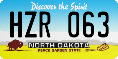 ND license plate HZR063