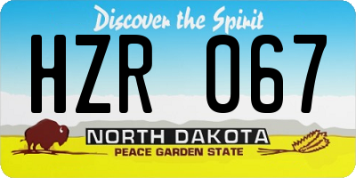 ND license plate HZR067