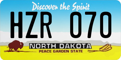 ND license plate HZR070