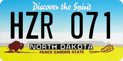 ND license plate HZR071