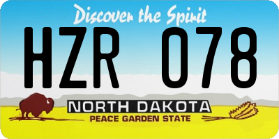 ND license plate HZR078