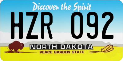 ND license plate HZR092