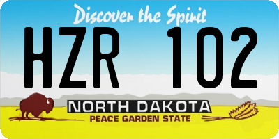ND license plate HZR102
