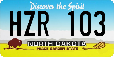 ND license plate HZR103