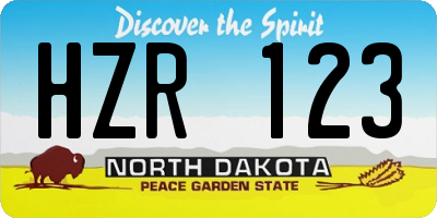 ND license plate HZR123