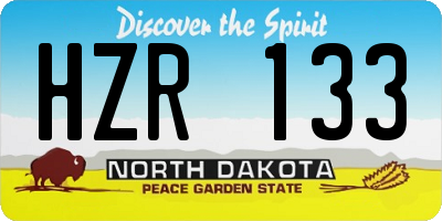 ND license plate HZR133