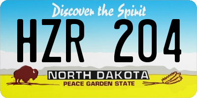 ND license plate HZR204