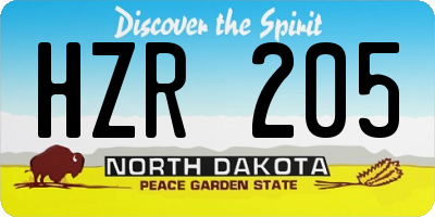 ND license plate HZR205