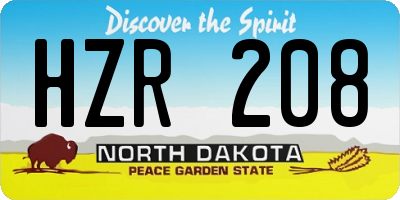 ND license plate HZR208