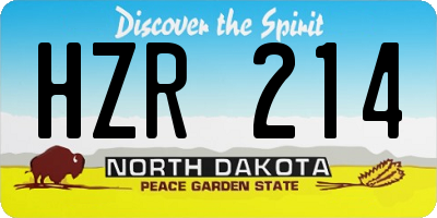 ND license plate HZR214