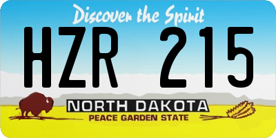 ND license plate HZR215