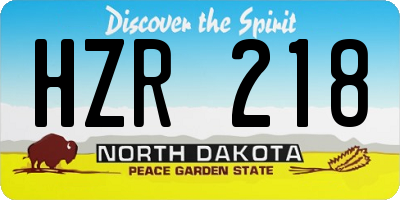 ND license plate HZR218