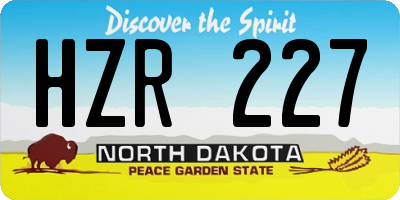 ND license plate HZR227