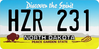 ND license plate HZR231