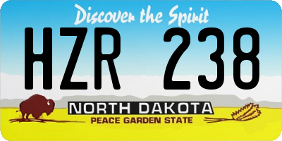 ND license plate HZR238
