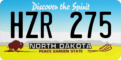 ND license plate HZR275