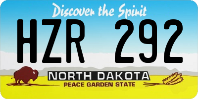 ND license plate HZR292