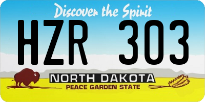 ND license plate HZR303