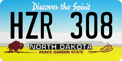 ND license plate HZR308