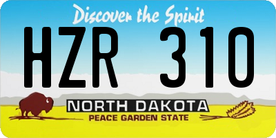 ND license plate HZR310