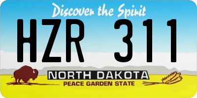 ND license plate HZR311