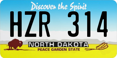ND license plate HZR314
