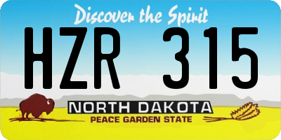 ND license plate HZR315
