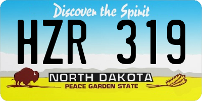ND license plate HZR319