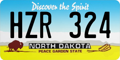 ND license plate HZR324