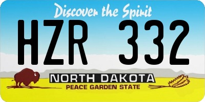 ND license plate HZR332
