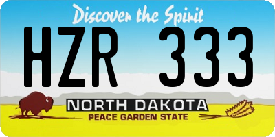 ND license plate HZR333