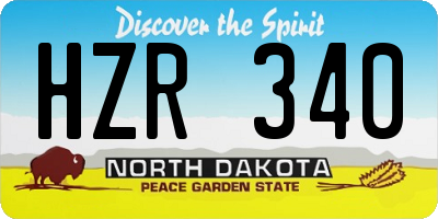 ND license plate HZR340